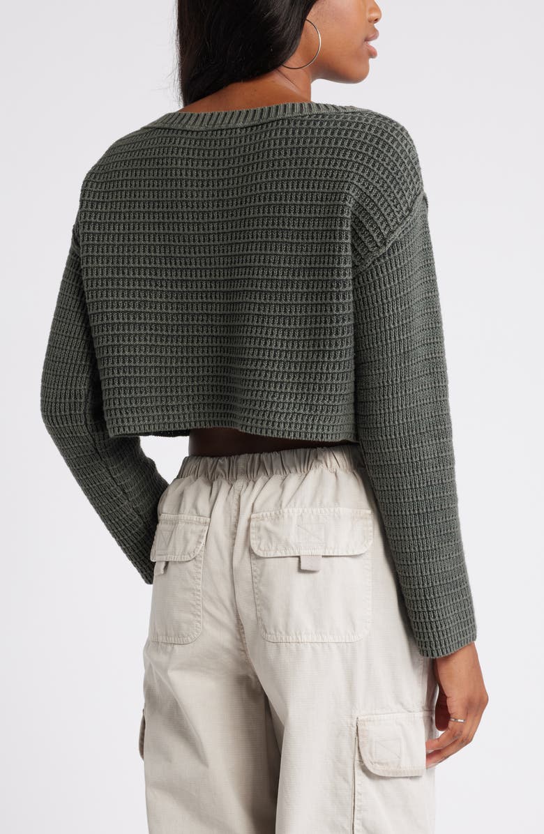BP. Textured Crop Cotton Sweater, Alternate, color, Grey Phantom