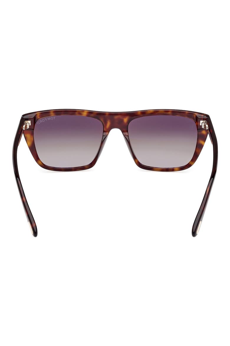 56mm Rectangular Sunglasses, Alternate, color, DARK HAVANA / GRADIENT SMOKE