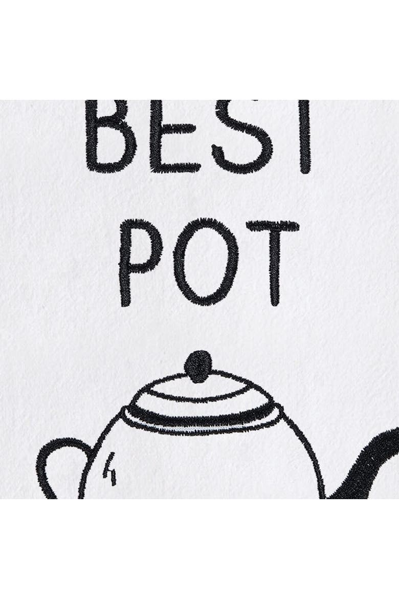 Best Tea Pot Kitchen and Bathroom Embroidered Hand Towel, Alternate, color, Black