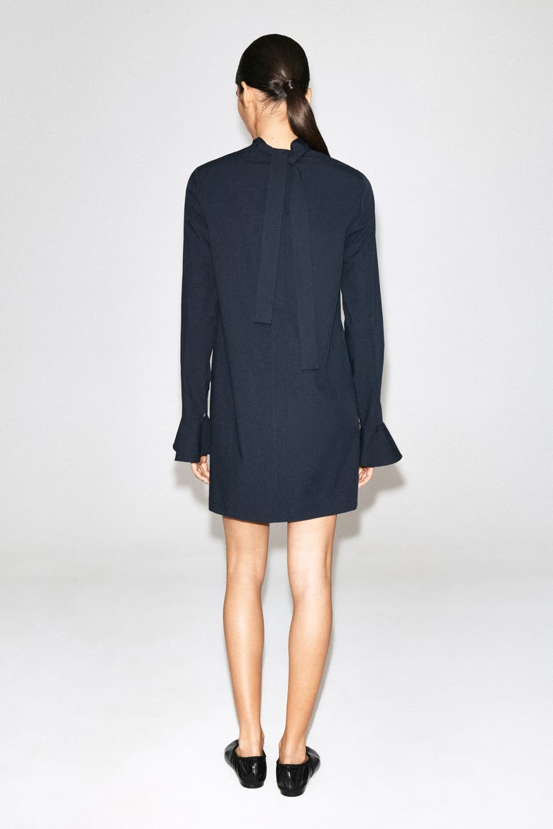 Flared-cuff Cotton Mini Dress, Alternate, color, NAVY
