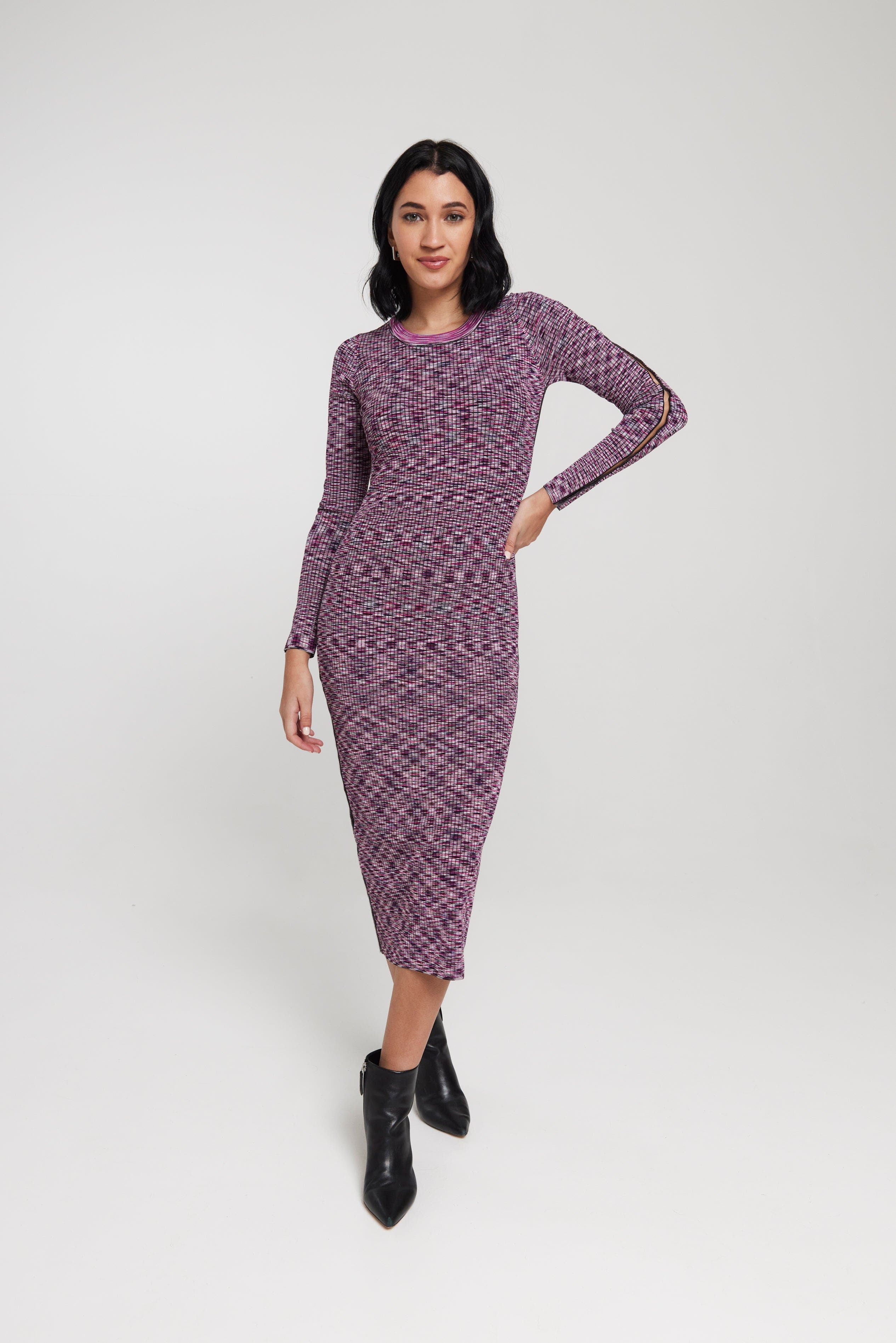 The Space Dye Ribbed Sweater Midi Dress - image 2