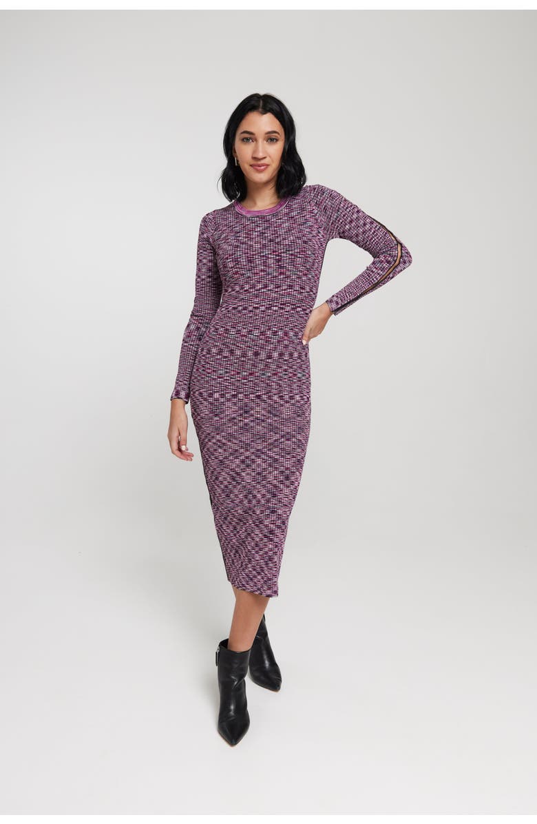 KADA The Space Dye Ribbed Sweater Midi Dress, Alternate, color, Wild Berry