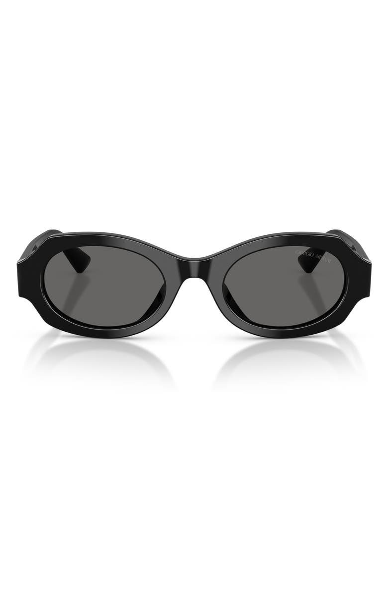 AX Armani Exchange 49mm Irregular Oval Sunglasses, Main, color, Black / Grey