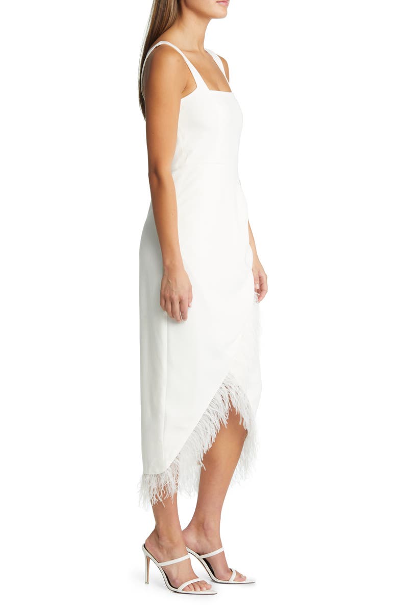 Saylor Wedding White Faux Wrap Sheath Dress, Alternate, color, 