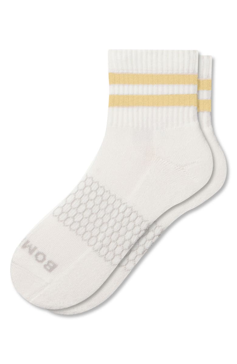 Bombas Stripe Quarter Socks, Alternate, color, Meringue