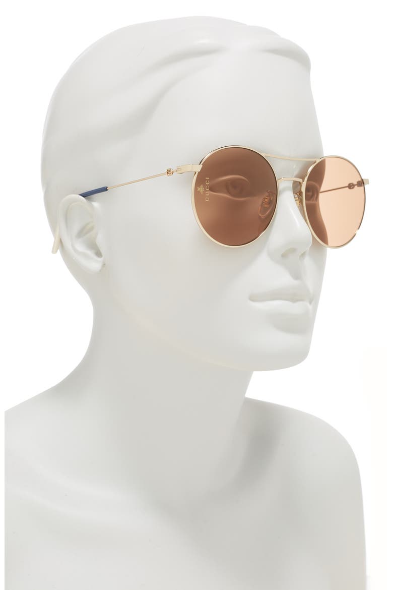56mm Round Sunglasses, Alternate, color, GOLD