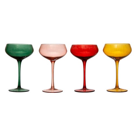 Stem Champagne Glass, Set of 4 Colors