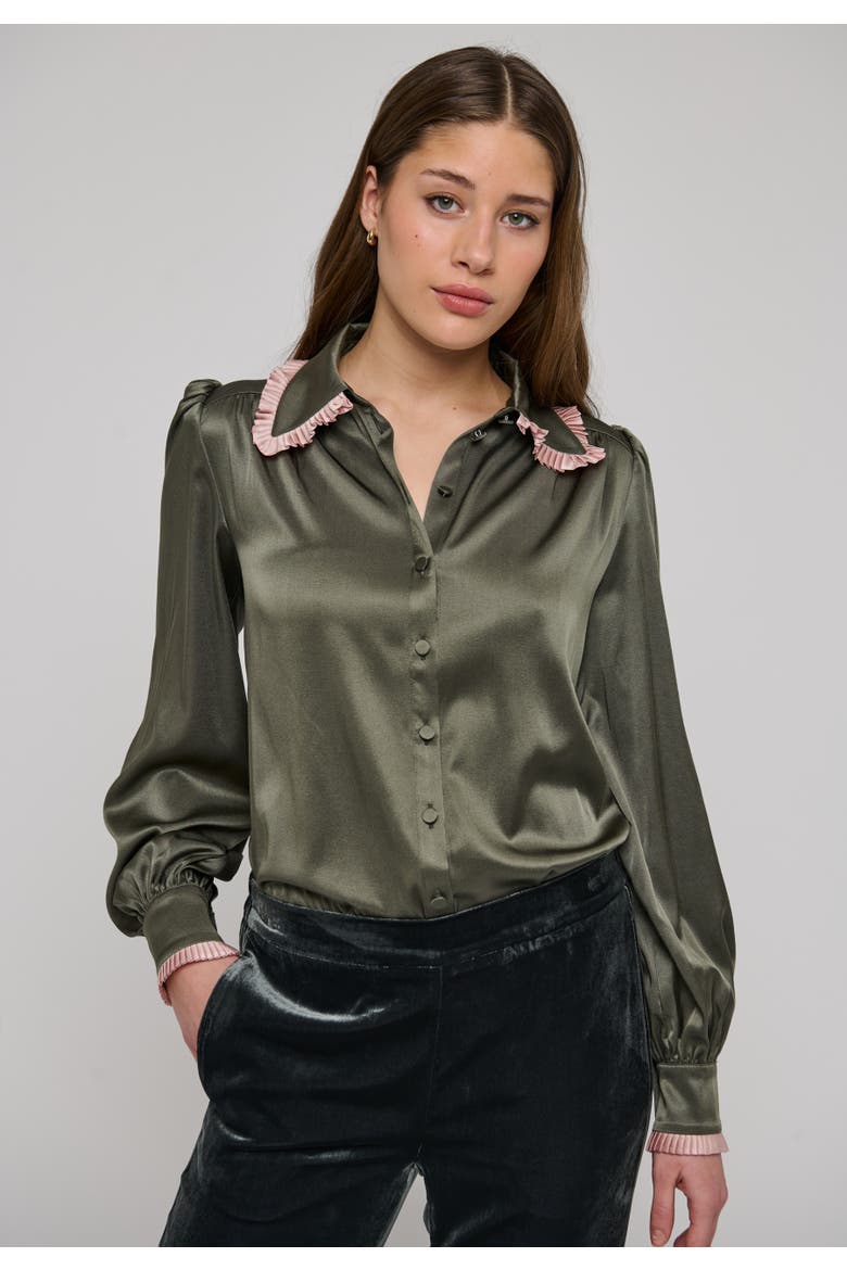 Umadea Silk Balloon Sleeve Blouse, Main, color, Camouflage