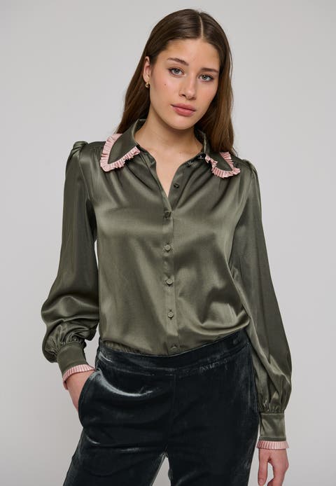 Umadea Silk Balloon Sleeve Blouse