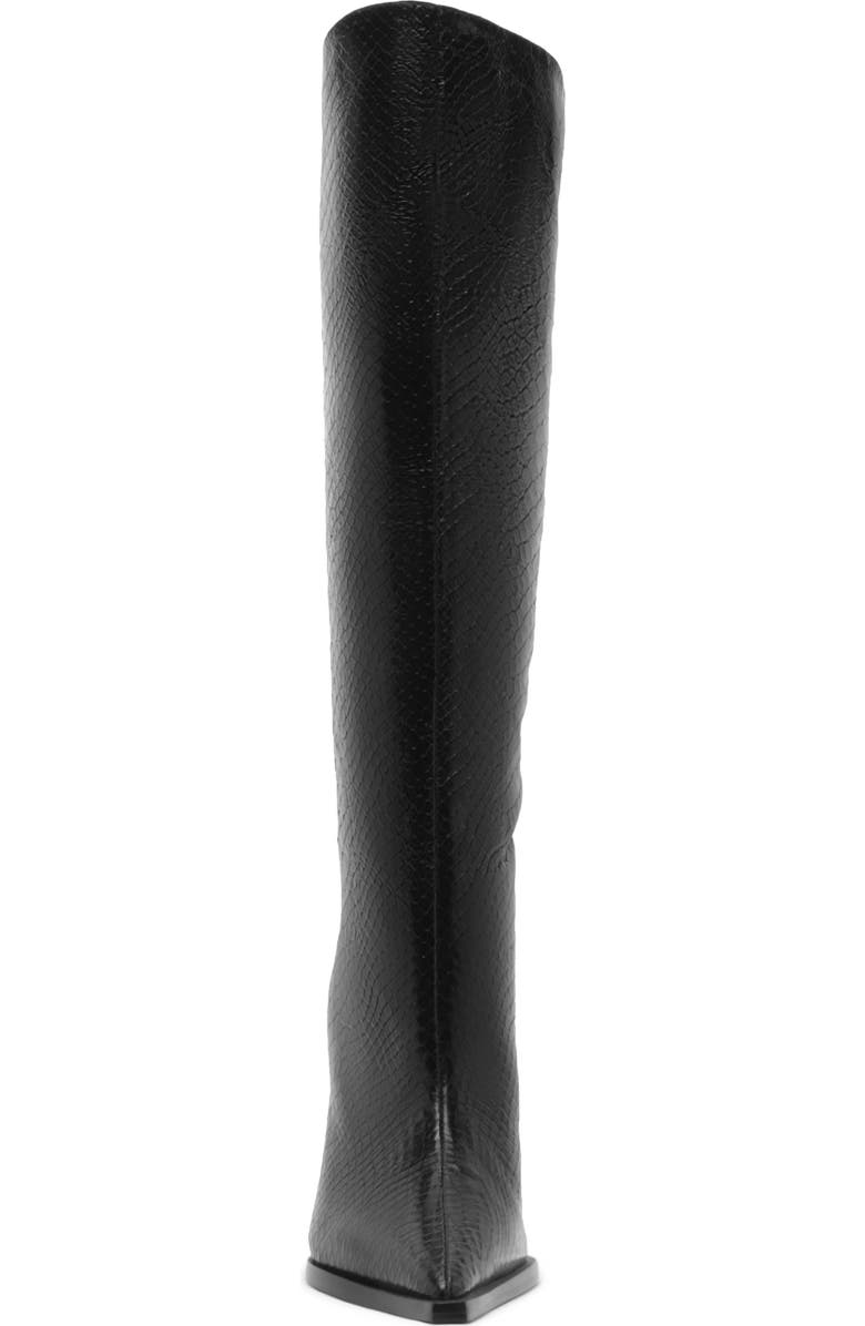 Schutz Mary Up Snakeskin Embossed Knee High Boot, Alternate, color, Black