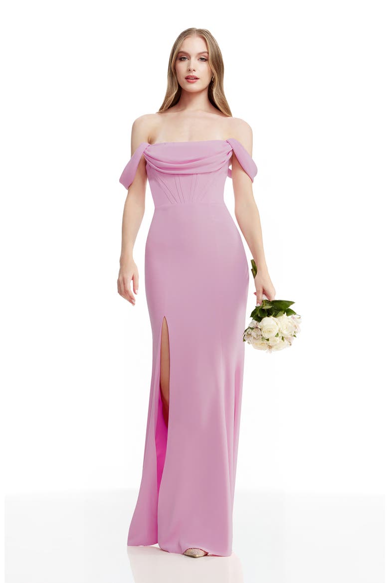 Melania Off the Shoulder Gown, Alternate, color, LAVENDER