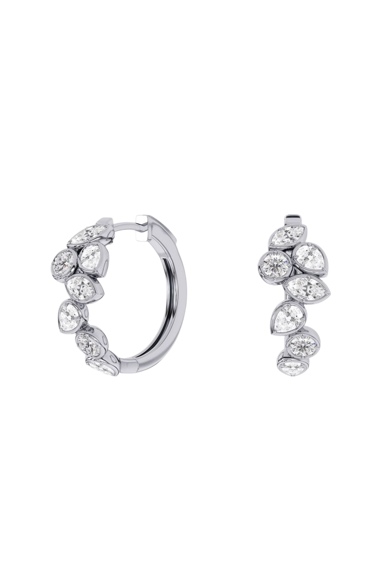 Gold Frame Multi-Shape Lab Diamond Hoop in 14K Gold, Main, color, White Gold