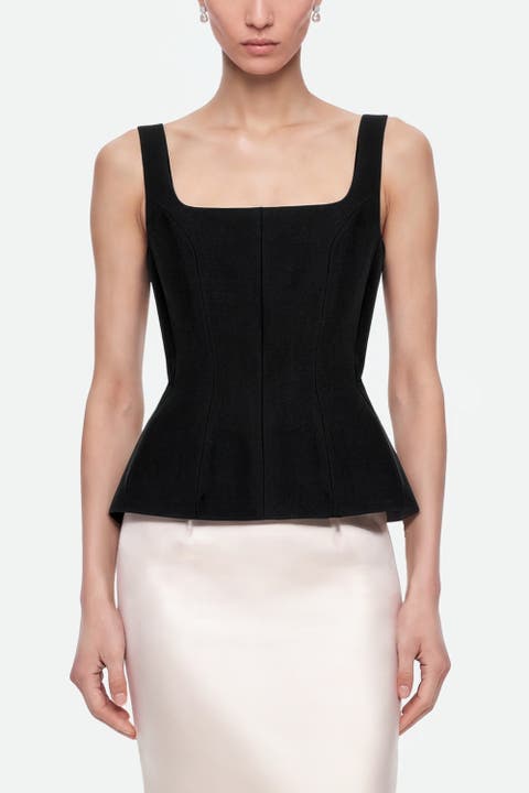 Boned Square Neck Peplum Bustier Top