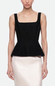 Nocturne Boned Square Neck Peplum Bustier Top