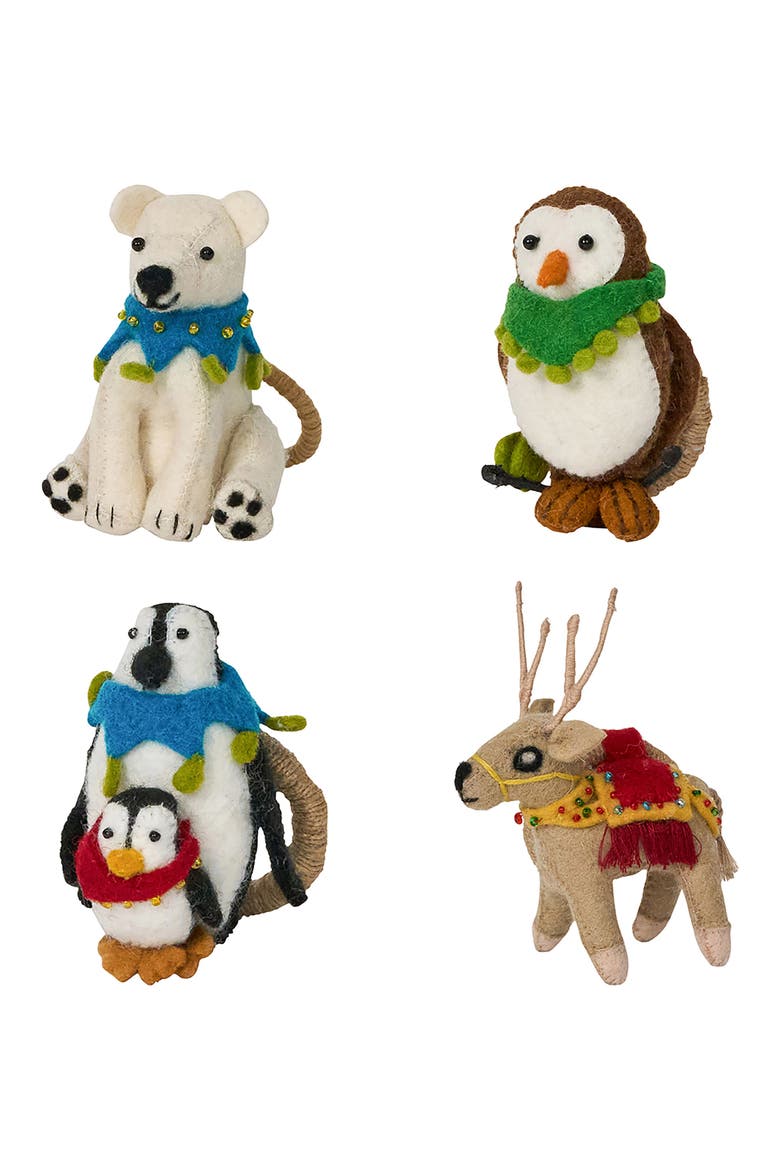 Berry & Thread North Pole Set of 4 Napkin Rings, Main, color, BEIGE MULTI
