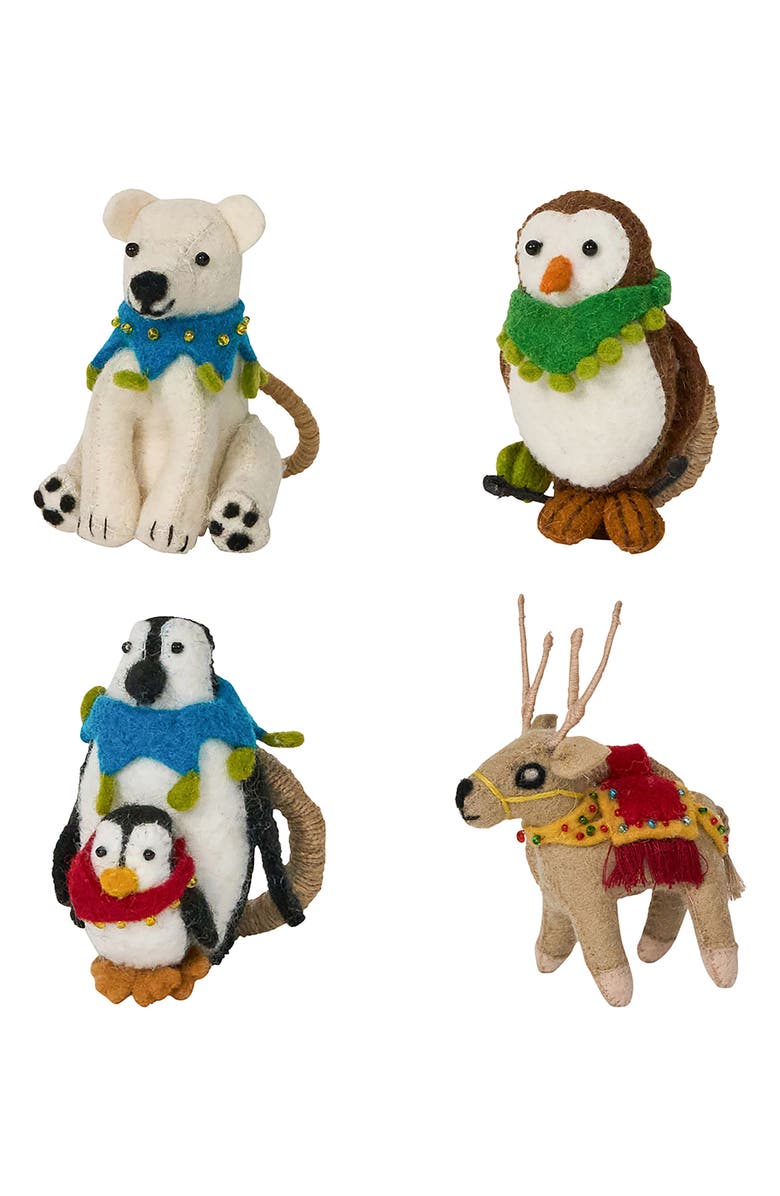 Juliska Berry & Thread North Pole Set of 4 Napkin Rings, Main, color, Beige Multi