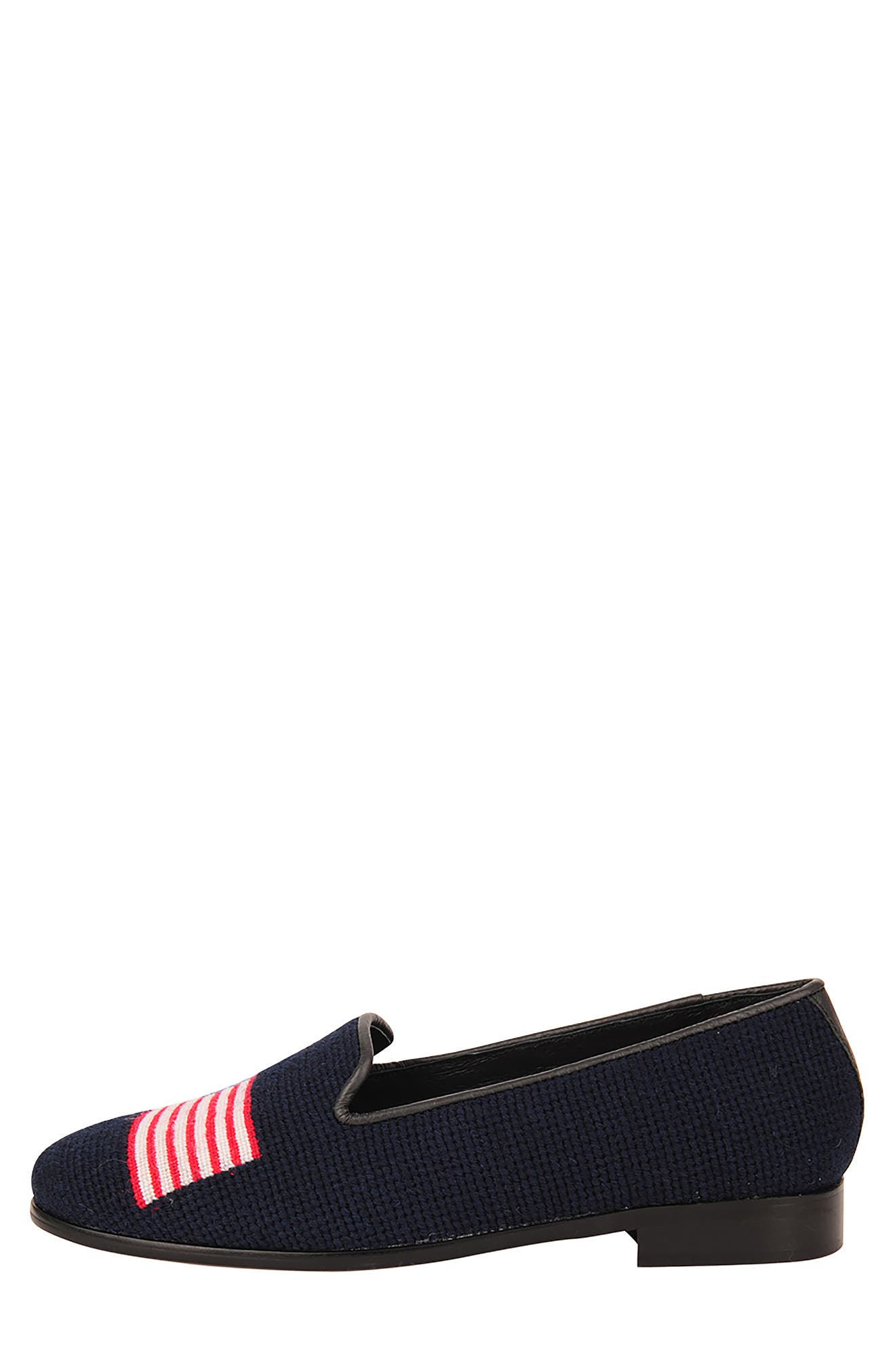 ByPaige BY PAIGE Needlepoint American Flag Flat, Alternate, color, Navy