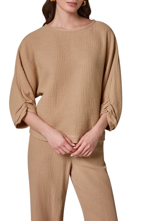 Twist Cuff Cotton Gauze Top
