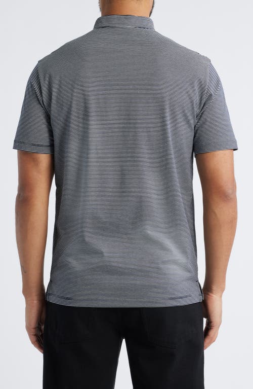 Emporio Armani Stripe Nehru Collar Polo In Navy