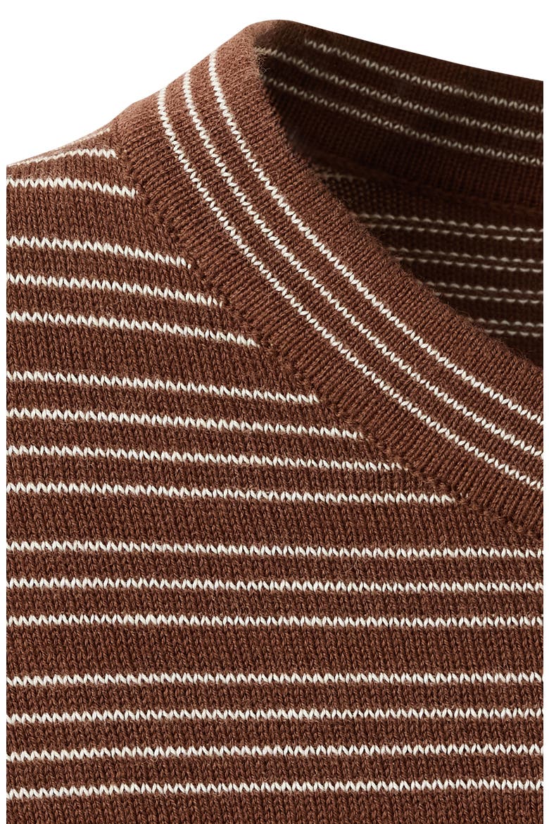 Stripe Short Sleeve Sweater, Alternate, color, CHOCOLATE