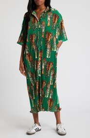 Dressed in Lala So Far So Good Oversize Plissé Shirt Dress