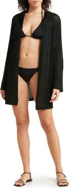 Elan Hooded Open Stitch Cover-Up Cardigan
