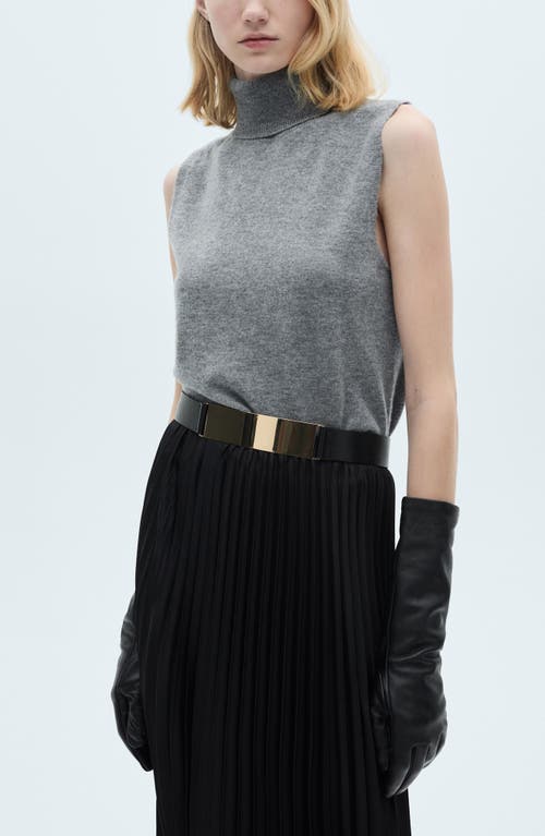 Shop Mango Pleated Midi Skirt In Black