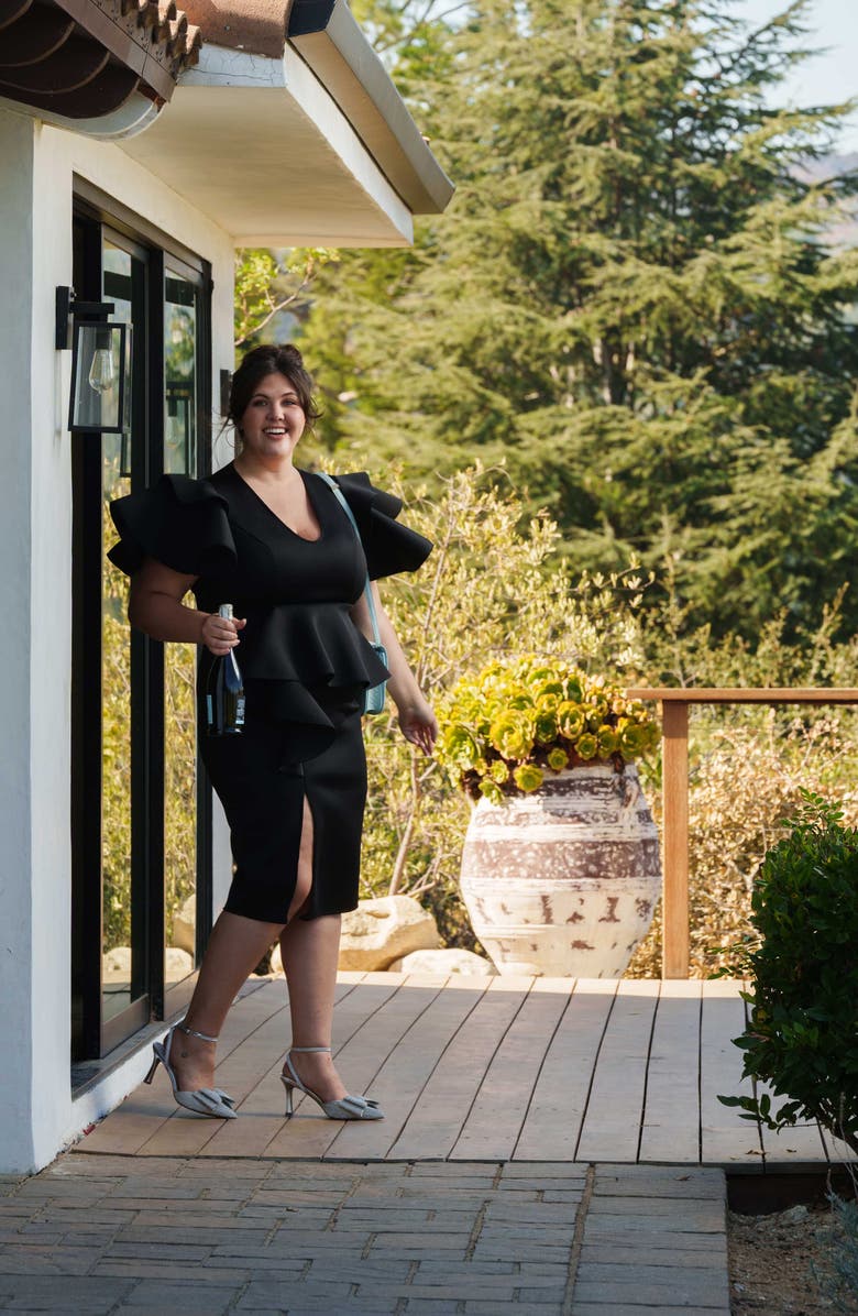 L I V D Kira Neoprene Peplum Dress, Alternate, color, Black