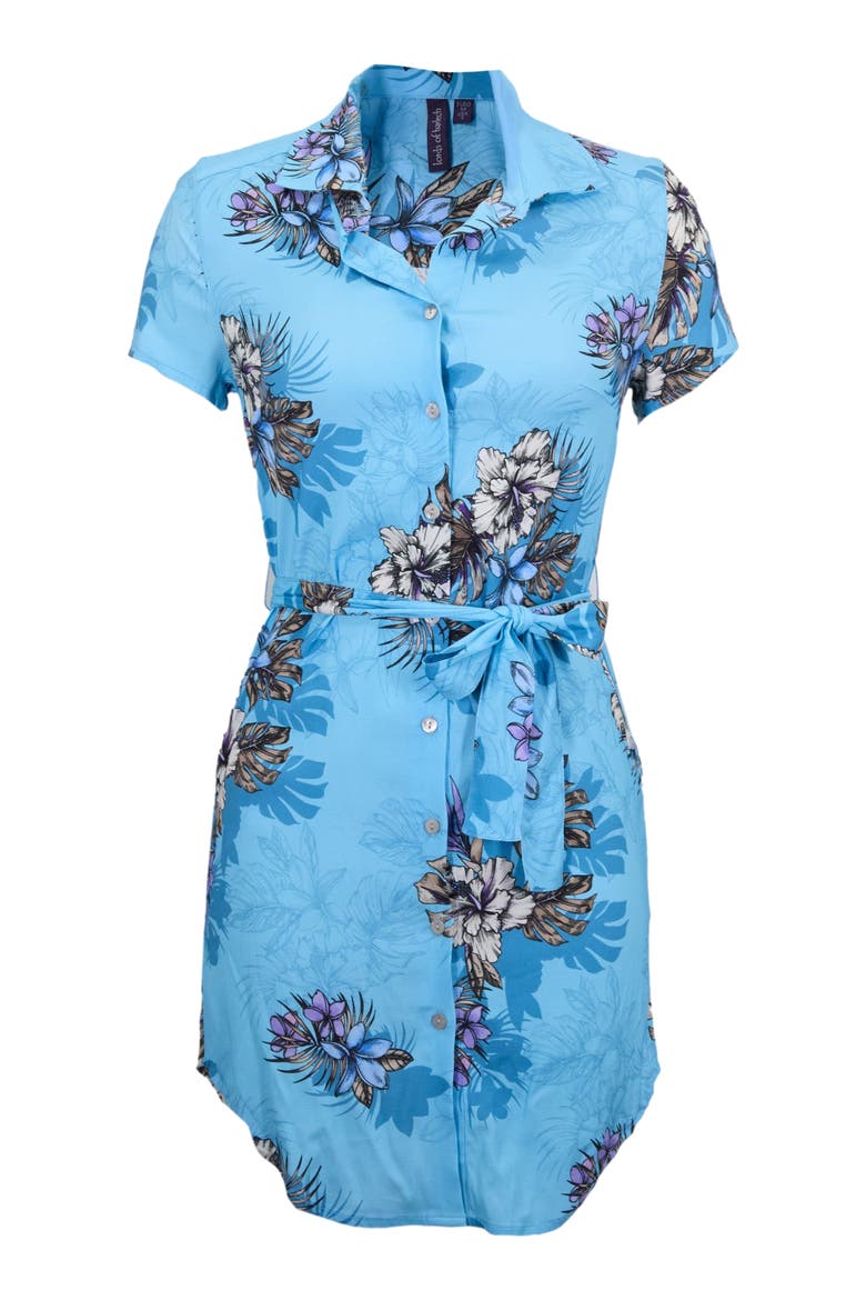 Exotic Floral Womens Shirt Dress, Alternate, color, EXOTIC FLORAL TEAL