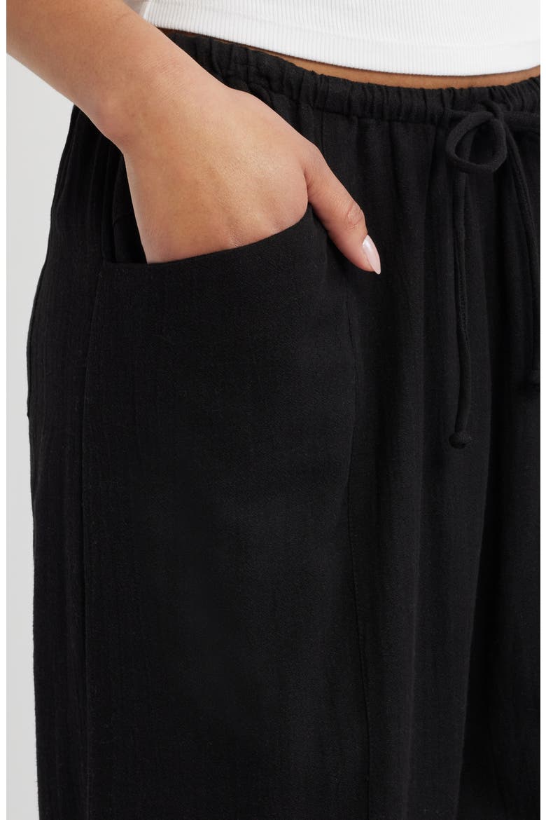 Vibe Surf Barrel Leg Drawstring Pants, Alternate, color, BLACK