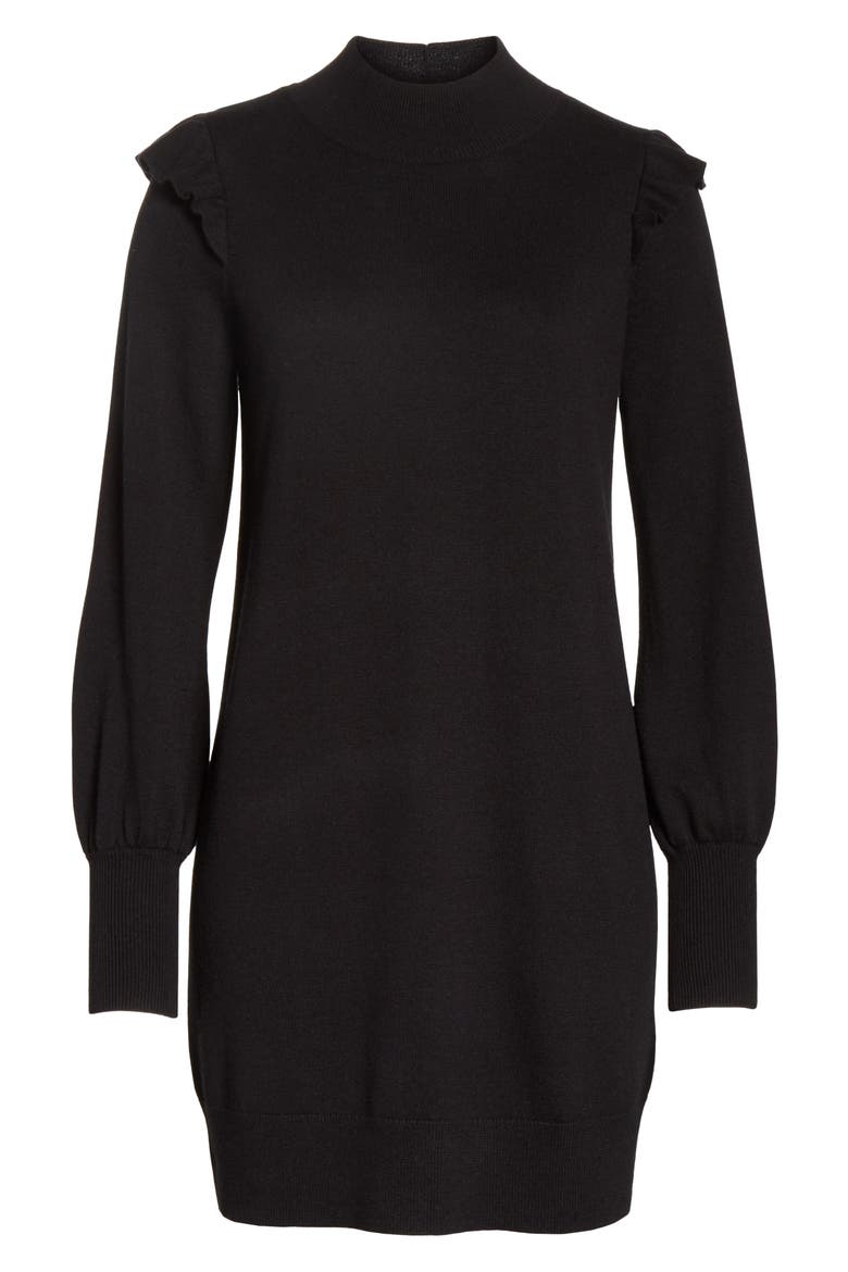 Catriona Wool & Silk Sweater Dress, Alternate, color, CAVIAR