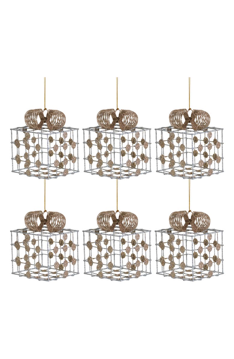Zodax Set of 6 Wire Box Ornaments, Main, color, 