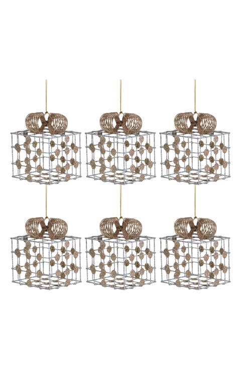Set of 6 Wire Box Ornaments