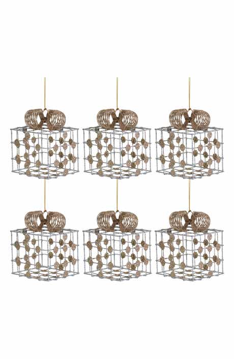 Zodax Set of 6 Wire Box Ornaments
