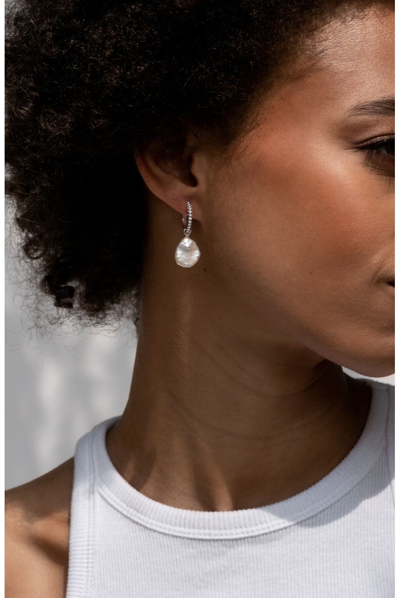 Timeless Keshi Pearl Hoops, Alternate, color, Sterling Silver