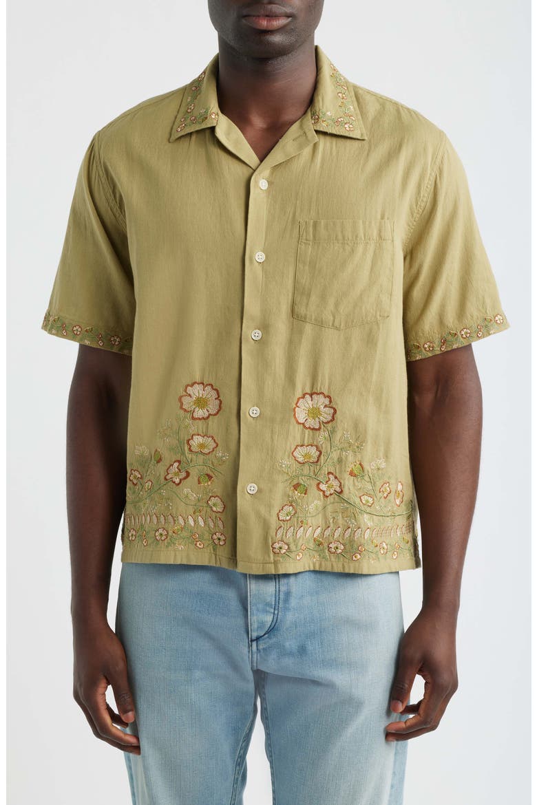 Augusta Embroidered Short Sleeve Shirt, Main, color, OLIVE
