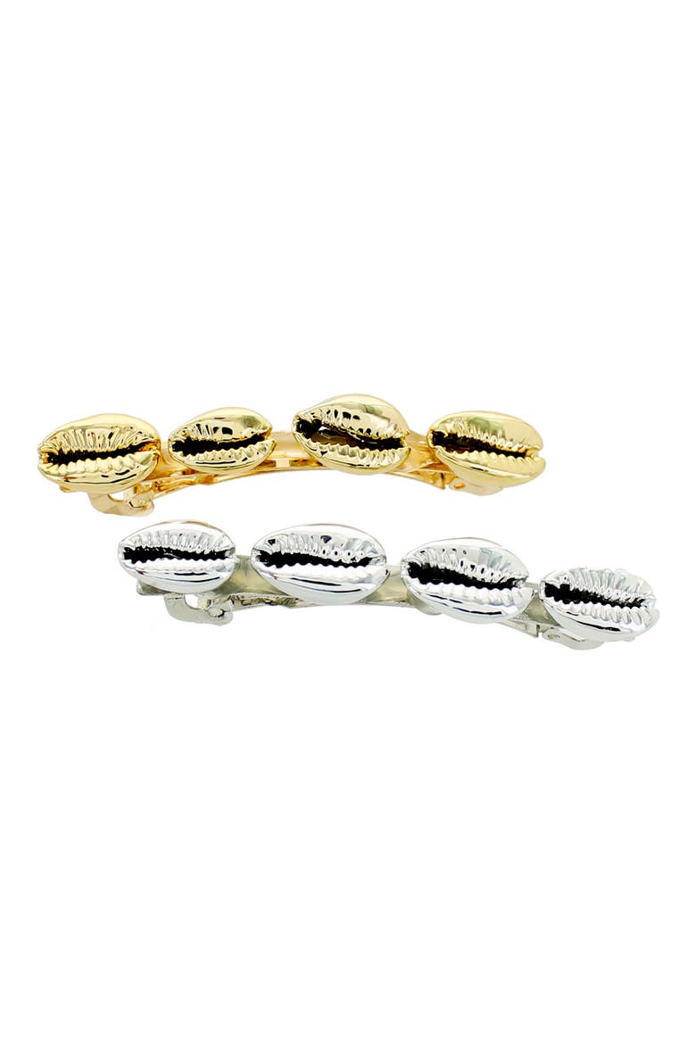 2-Pack Shell Hair Clips, Main, color, TWO TONE/ GOLD/ SILVER
