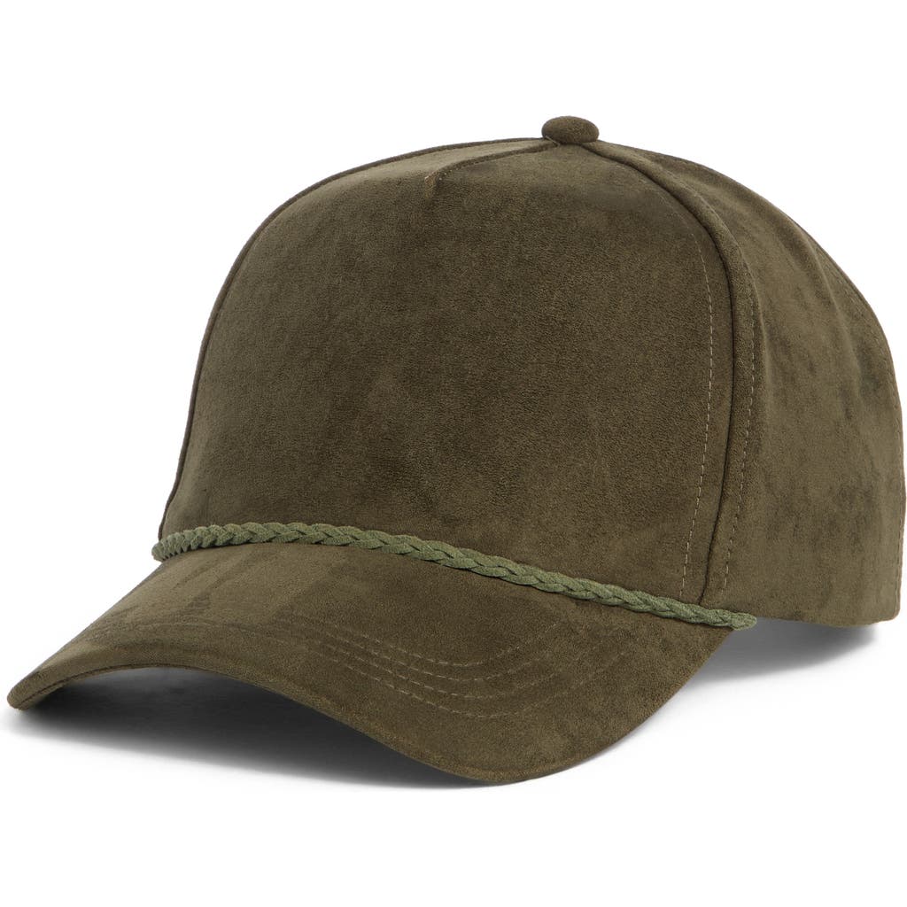 David & Young Faux Suede Baseball Cap In Gold