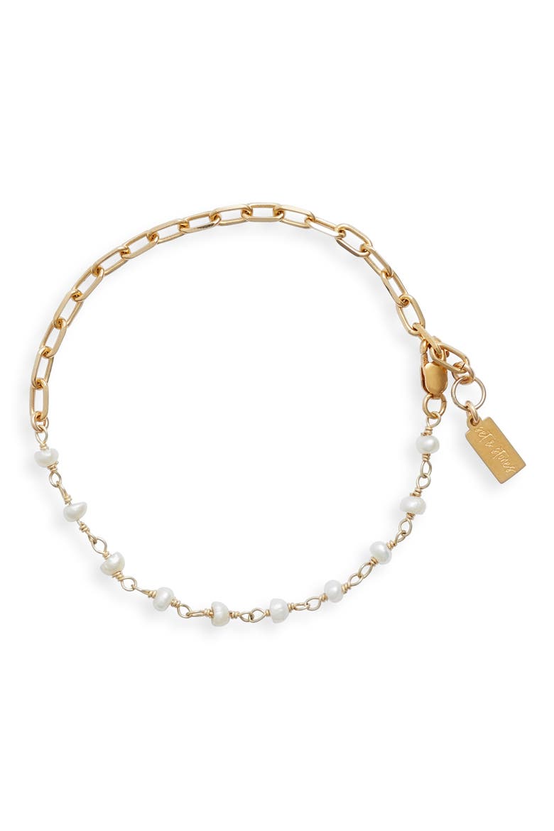 Hannah Freshwater Pearl Station Bracelet, Main, color, GOLD
