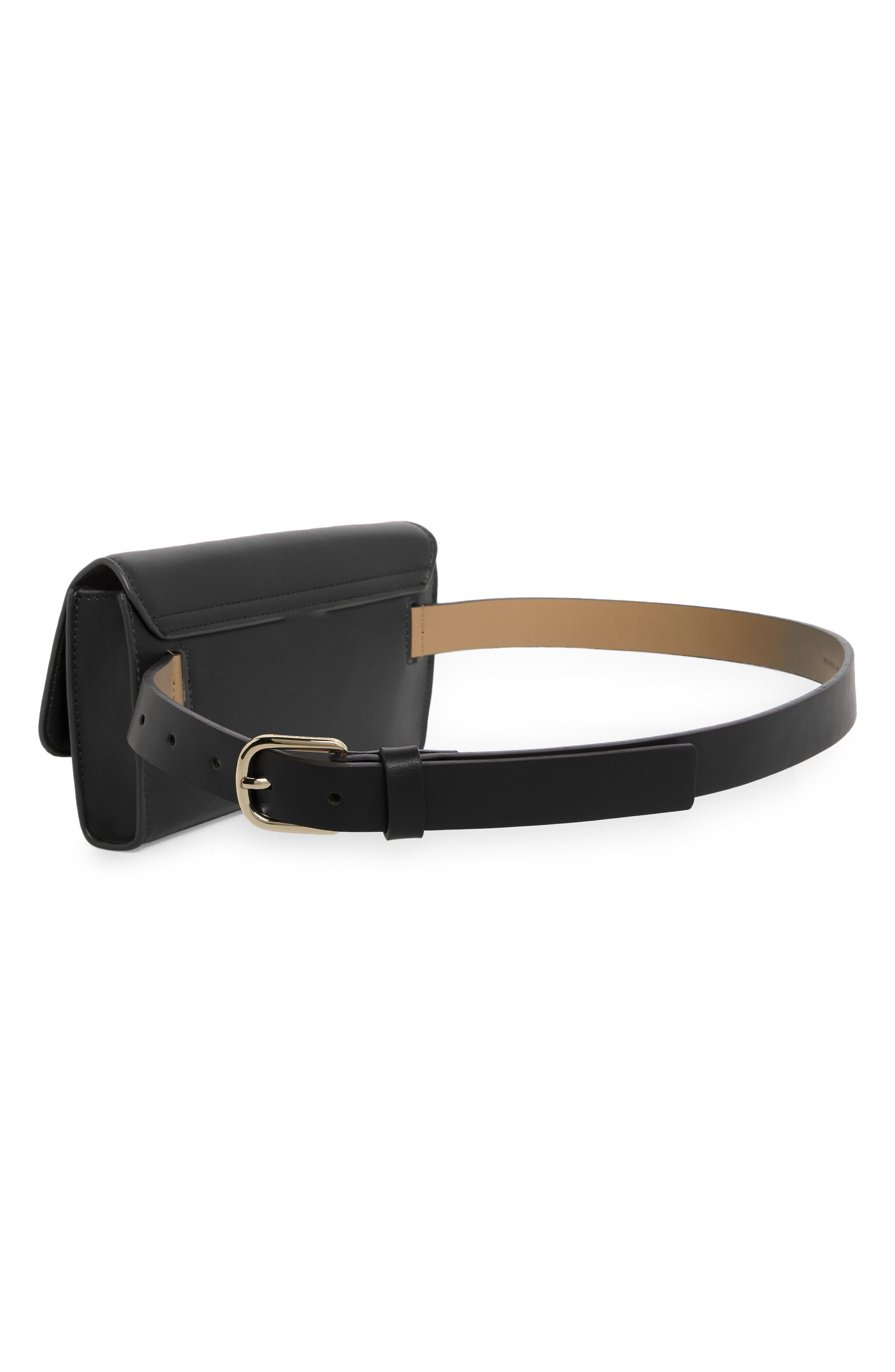 Kate Spade New York leather belt bag, Alternate, color, Black / Polished Gold