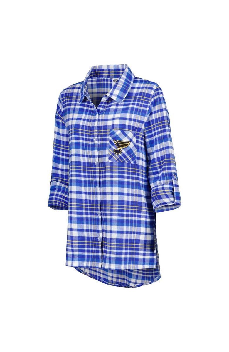 CONCEPTS SPORT Women's Concepts Sport Blue St. Louis Blues Mainstay Flannel Full-Button Long Sleeve Nightshirt, Alternate, color, 