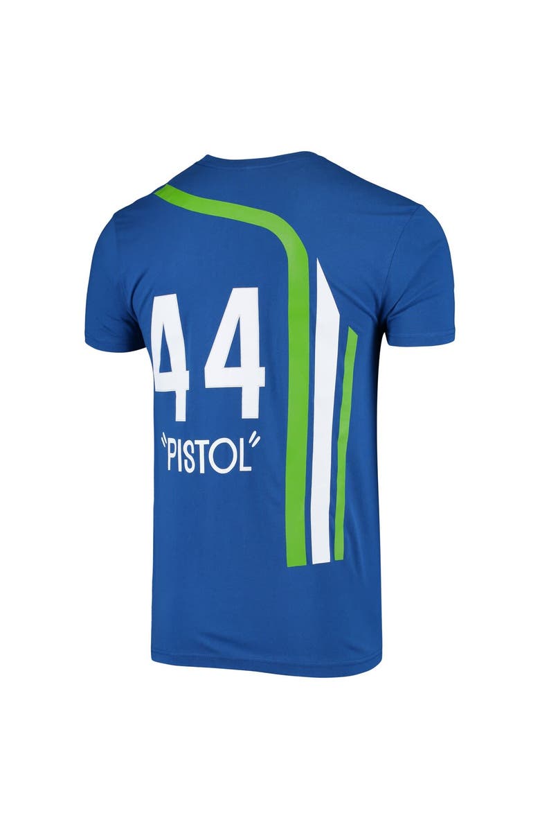 Mitchell & Ness Men's Mitchell & Ness Pete Maravich Blue Atlanta Hawks Hardwood Classics Stitch Name & Number T-Shirt, Alternate, color, Blue