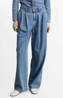 MANGO Pleated High Waist Wide Leg Jeans