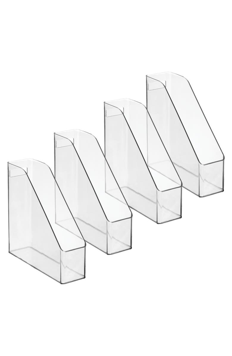 mDesign Plastic Slim File Folder Storage Organizer, Handle, 4 Pack, USA Made, Alternate, color, Clear