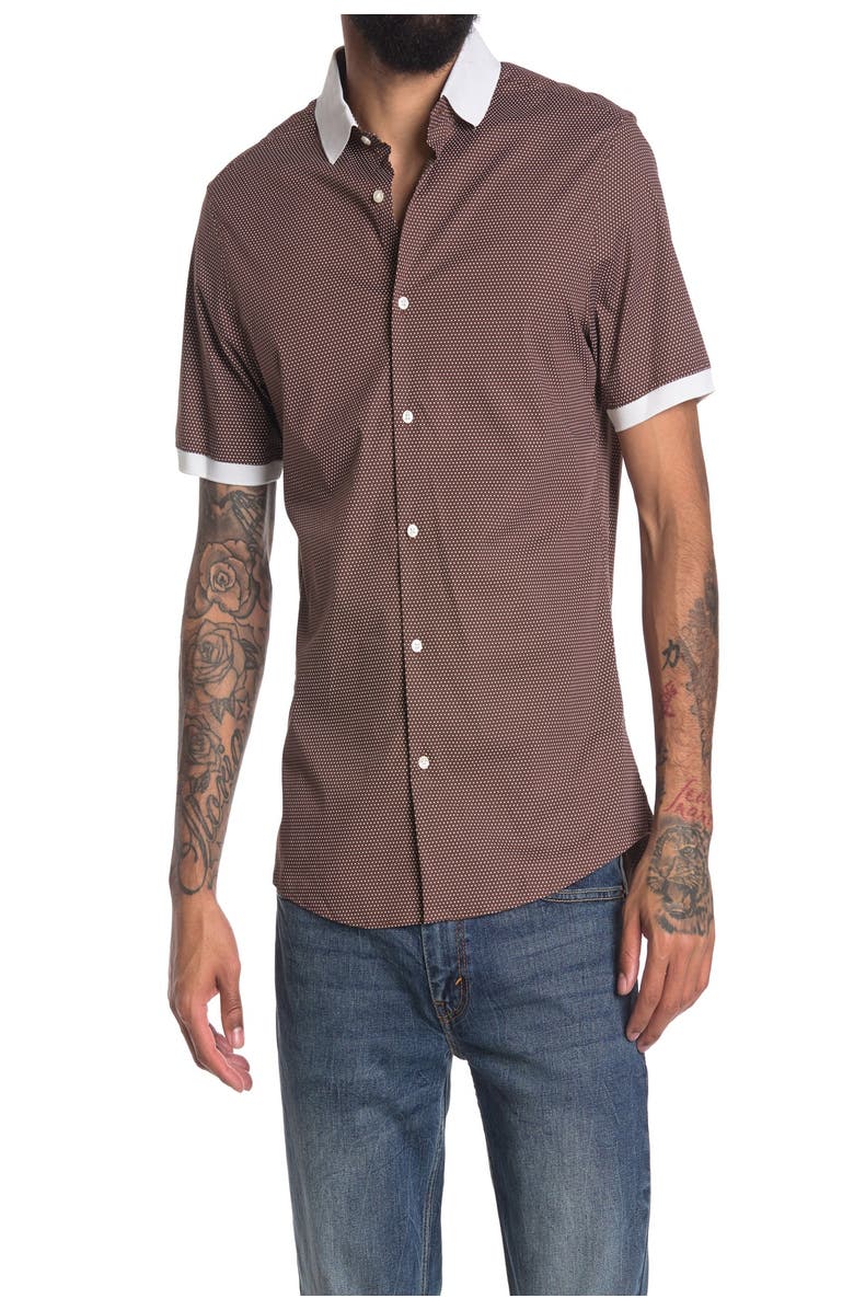 Michael Kors Pin Dot Contrast Trim Slim Fit Shirt, Main, color,