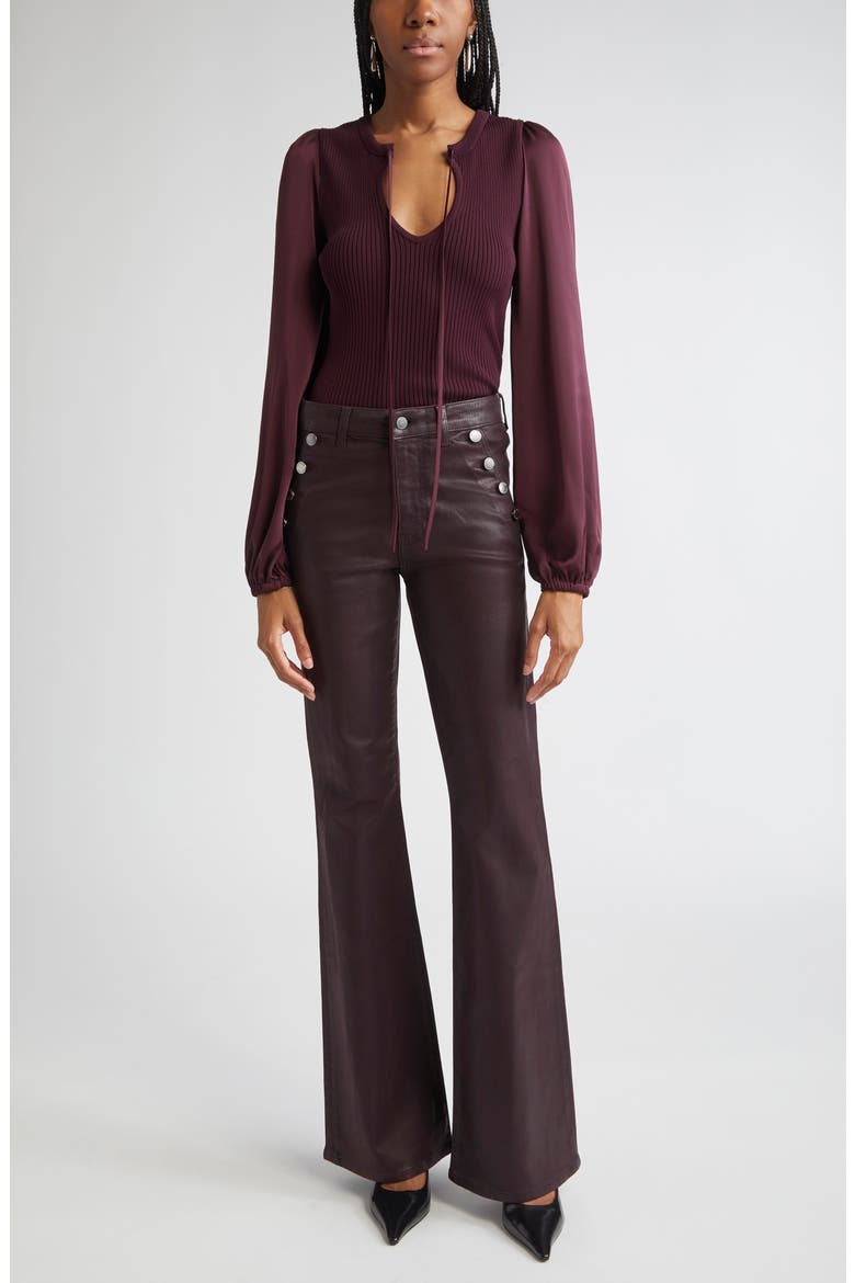 Helena High Waist Coated Bootcut Jeans, Alternate, color, BLACKBERRY COATED