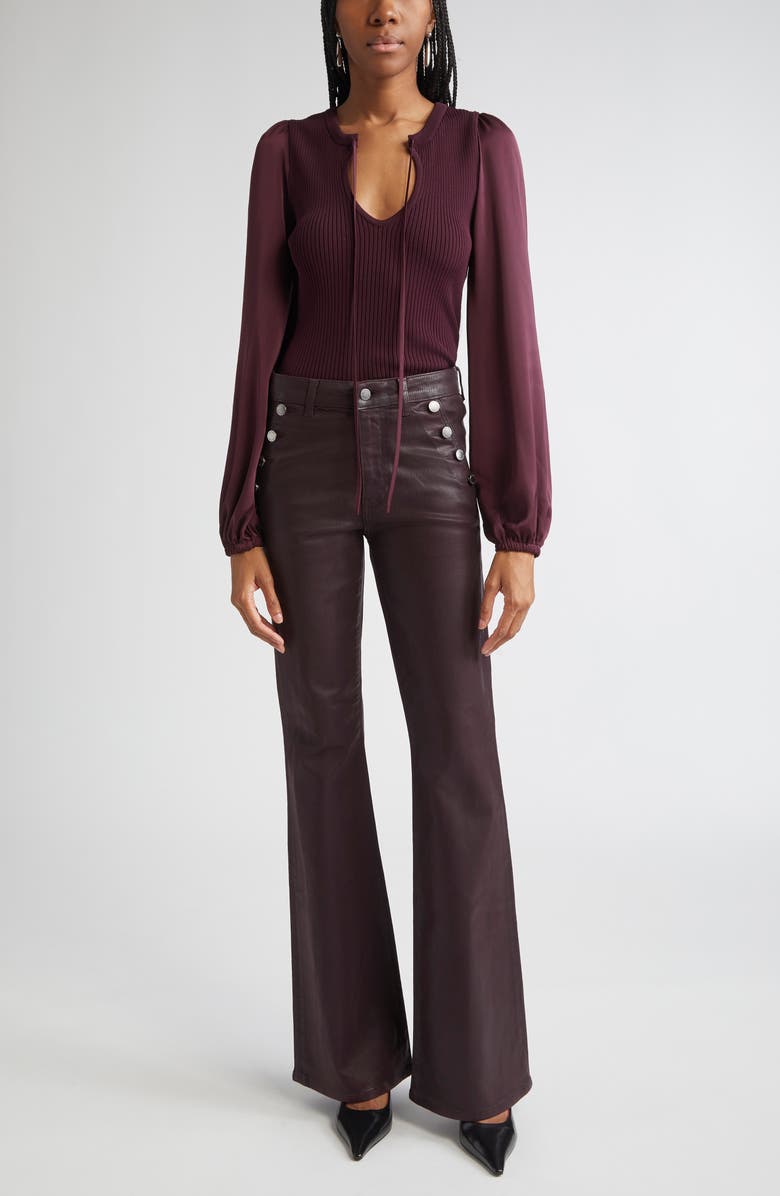 Ramy Brook Helena High Waist Coated Bootcut Jeans, Alternate, color, Blackberry Coated