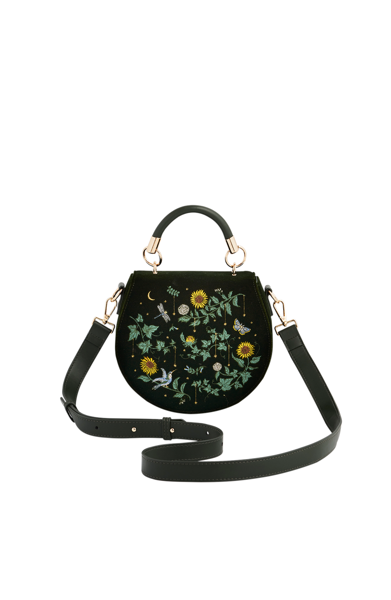 Fable England Charlotte Sunflower Top Handle Purse, Alternate, color, Dark Green