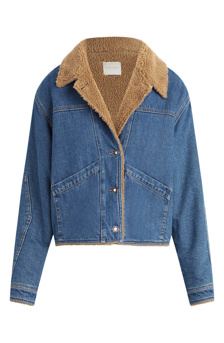 Favorite Daughter The Bridget Denim Trucker Jacket with Faux Shearling Lining, Alternate, color, 