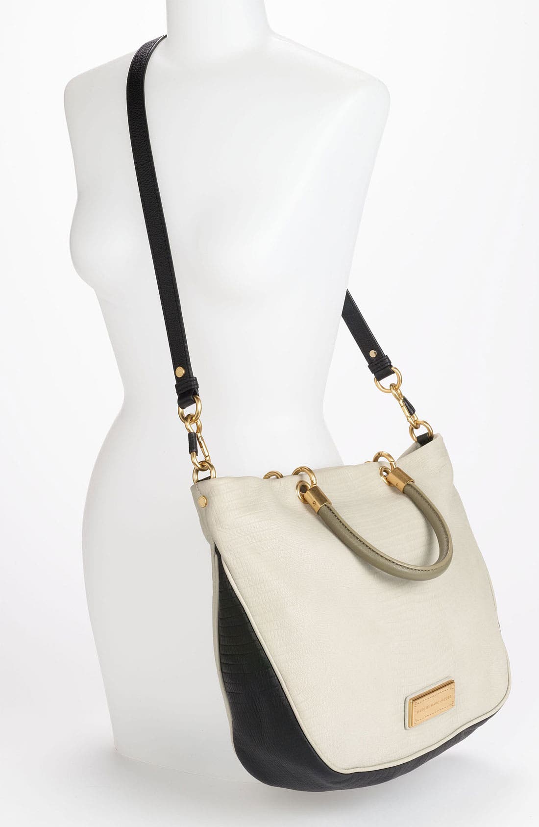 MARC BY MARC JACOBS 'Too Hot to Handle - Mini' Embossed Colorblock Shopper, Alternate, color, OYSTER